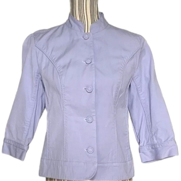 Coldwater Creek Button Down Lavender Jacket 100% Cotton Slip Pockets Size 14 - Picture 4 of 12